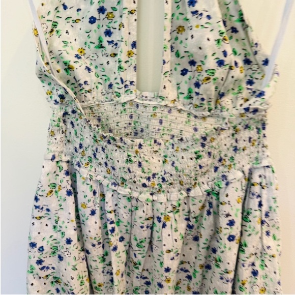 Aerie Spring Fling Floral Criss Cross Halter Smocked Dress SMALL Ditsy Dainty - Picture 6 of 13